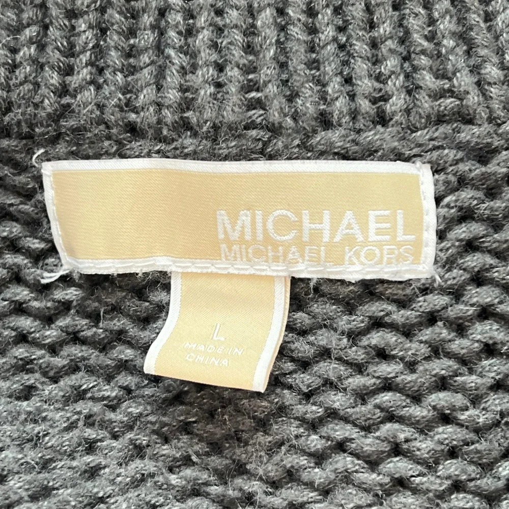 Michael Kors Gray Knit‎ Toggle Closure Poncho Cape Sweater Large